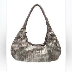 Ya Ya leather Silver Bag with Textured Finish